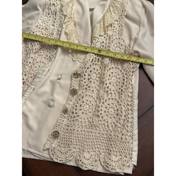 Vintage Penbrooke Lane Western Double Breast Blouse‎ And Crocheted Vest Cream - Picture 7 of 9